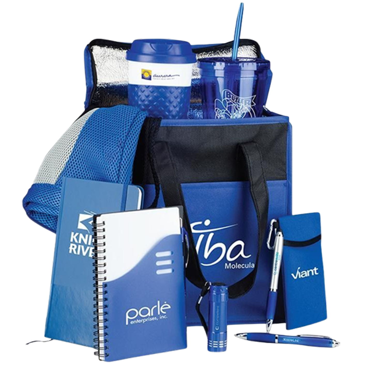 Blue merchandise bags